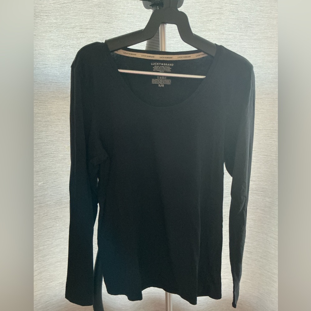 Lucky Brand Black Long‑Sleeve Tee – Size XL – Soft Stretch Knit